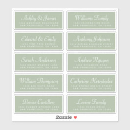 Chic Calligraphy Green Guest Adresetiketten Sticker