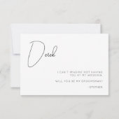 Chic Calligraphy Groomsman proposal Kaart (Achterkant)