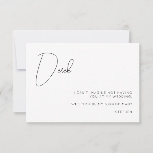 Chic Calligraphy Groomsman proposal Kaart (Achterkant)