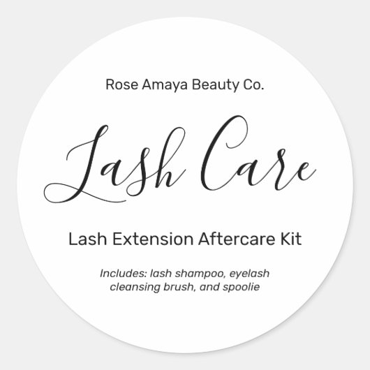 Chic Calligraphy Lash Extension Aftercare Kit Ronde Sticker (Voorkant)