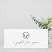 Chic Calligraphy Logo Business Cadeaubon (Staand voorkant)