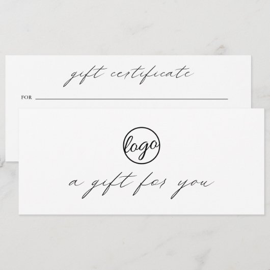 Chic Calligraphy Logo Business Cadeaubon (Voorkant / Achterkant)