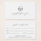 Chic Calligraphy Logo Business Cadeaubon Visitekaartje (Voorkant /achterkant)