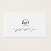 Chic Calligraphy Logo Business Cadeaubon Visitekaartje (Voorkant)