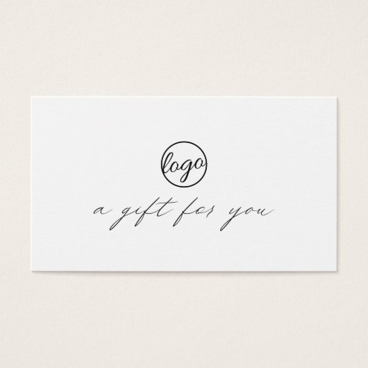 Chic Calligraphy Logo Business Cadeaubon Visitekaartje (Voorkant)