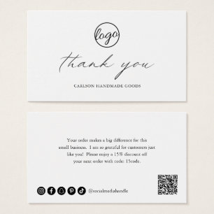 Chic Calligraphy Logo Business Order Insert Card Visitekaartje