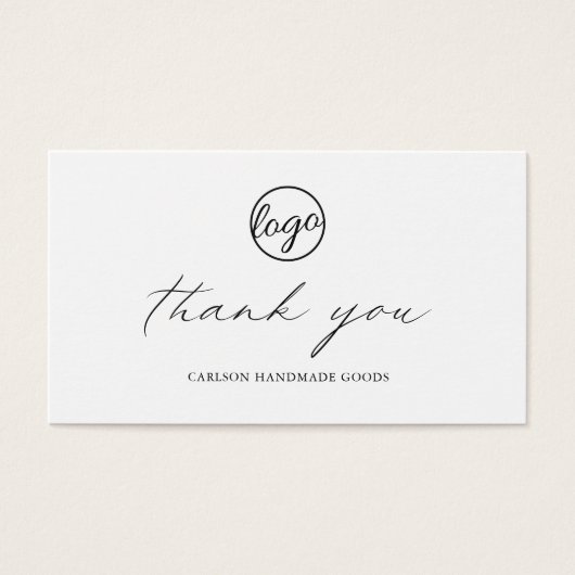 Chic Calligraphy Logo Business Order Insert Card Visitekaartje (Voorkant)