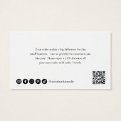 Chic Calligraphy Logo Business Order Insert Card Visitekaartje (Achterkant)