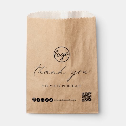 Chic Calligraphy Logo Rustic Hartelijk dank voor u Bedankzakje (Voorkant)