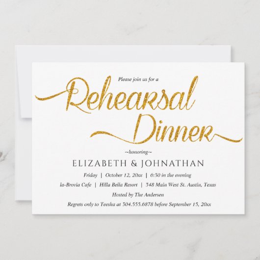 Chic Calligraphy Minimal Rehearsal Dinner Invitati Kaart (Voorkant)