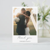 Chic Calligraphy Minimalist Photo Simple Wedding Bedankkaart (Staand voorkant)