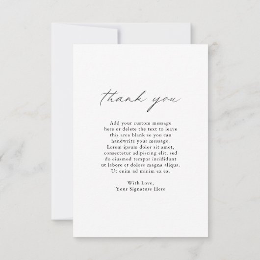 Chic Calligraphy Minimalist Photo Simple Wedding Bedankkaart (Achterkant)