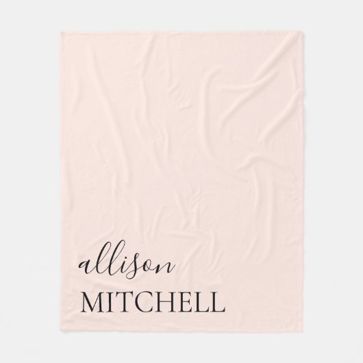 Chic Calligraphy Monogram Blush Pink Fleece Deken (Voorkant)