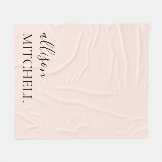 Chic Calligraphy Monogram Blush Pink Fleece Deken (Voorkant (Horizontaal))