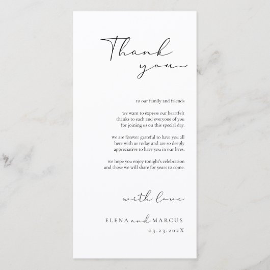 Chic Calligraphy Monogram Wedding Thank You Card  Bedankkaart (Voorkant)