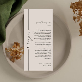 Chic Calligraphy Monogram Wedding Thank You Card  Bedankkaart