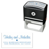 Chic Calligraphy Names Blue Wedding Return Address Zelfinktende Stempel (In situ)