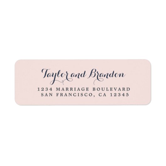 Chic Calligraphy Names Wedding Return Address Etiket (Voorkant)