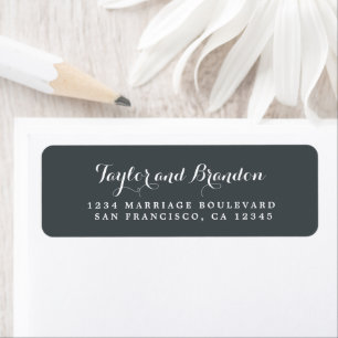 Chic Calligraphy Names Wedding Return Address Etiket