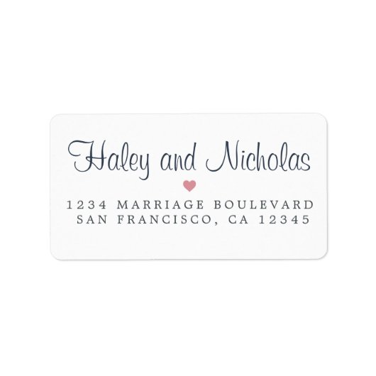 Chic Calligraphy Names Wedding Return Address Etiket (Voorkant)