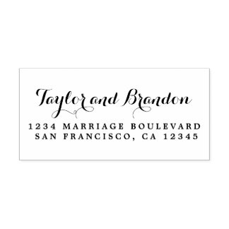 Chic Calligraphy Names Wedding Return Address Rubberstempel