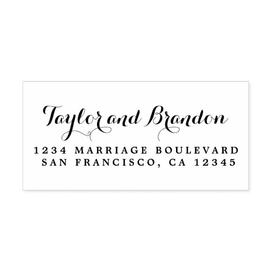 Chic Calligraphy Names Wedding Return Address Rubberstempel (Afrduk)