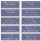 Chic Calligraphy Navy Blue Guest Adresetiketten Sticker (Voorkant)