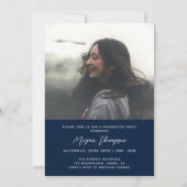 Chic Calligraphy Navy Blue Two Photo Afstuderen Kaart (Achterkant)