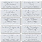 Chic Calligraphy Pastel Blue Guest Adresetiketten Sticker (Voorkant)