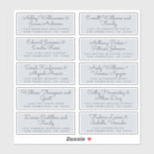 Chic Calligraphy Pastel Blue Guest Adresetiketten Sticker (Vel)
