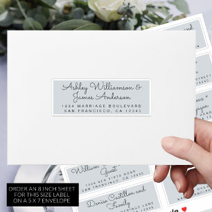 Chic Calligraphy Pastel Blue Guest Adresetiketten Sticker