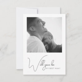 Chic Calligraphy Photo Best Man proposal Kaart