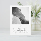 Chic Calligraphy Photo Best Man proposal Kaart (Staand voorkant)