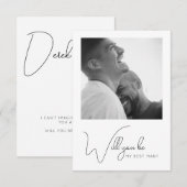 Chic Calligraphy Photo Best Man proposal Kaart (Voorkant / Achterkant)