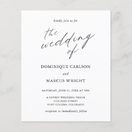 Chic Calligraphy Photo Budget Wedding Invitation