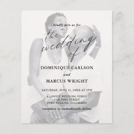 Chic Calligraphy Photo Budget Wedding Invitation