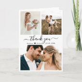 Chic Calligraphy Photo Collage Wedding Bedankt (Voorkant)