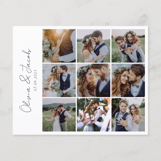 Chic Calligraphy Photo Collage Wedding Bedankt Flyer (Voorkant)