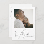 Chic Calligraphy Photo Groomsman proposal Kaart (Voorkant / Achterkant)