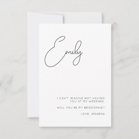 Chic Calligraphy Photo Maid of Honor proposal Kaar Bedankkaart (Achterkant)