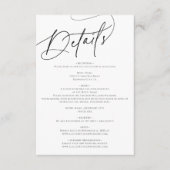 Chic Calligraphy Photo Wedding Details Informatiekaartje (Voorkant)