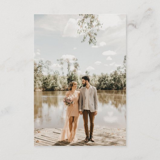 Chic Calligraphy Photo Wedding Details Informatiekaartje (Achterkant)