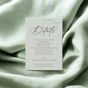 Chic Calligraphy Photo Wedding Details Informatiekaartje