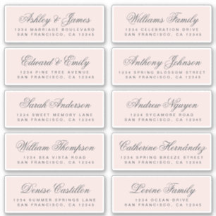 Chic Calligraphy Pink Wedding Guest Adresetiketten Sticker