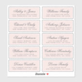 Chic Calligraphy Pink Wedding Guest Adresetiketten Sticker (Vel)