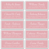 Chic Calligraphy Roos Pink Guest Adresetiketten Sticker (Voorkant)