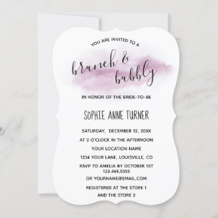 Chic Calligraphy Roze Aquarel Brunch & Bubbly Kaart