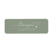 Chic Calligraphy Sage Wedding Return Label (Voorkant)
