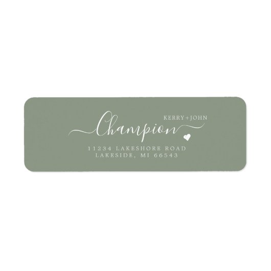 Chic Calligraphy Sage Wedding Return Label (Voorkant)