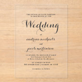 Chic Calligraphy Script Classic Wedding Acryl Uitnodigingen (Voorkant)